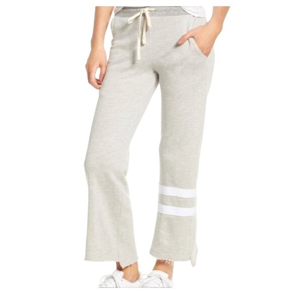 Sundry White Stripe Raw Hem Hoodie Sweatshirt Wide Leg Pants Tracksuit Set Sz 2 - Picture 4 of 13